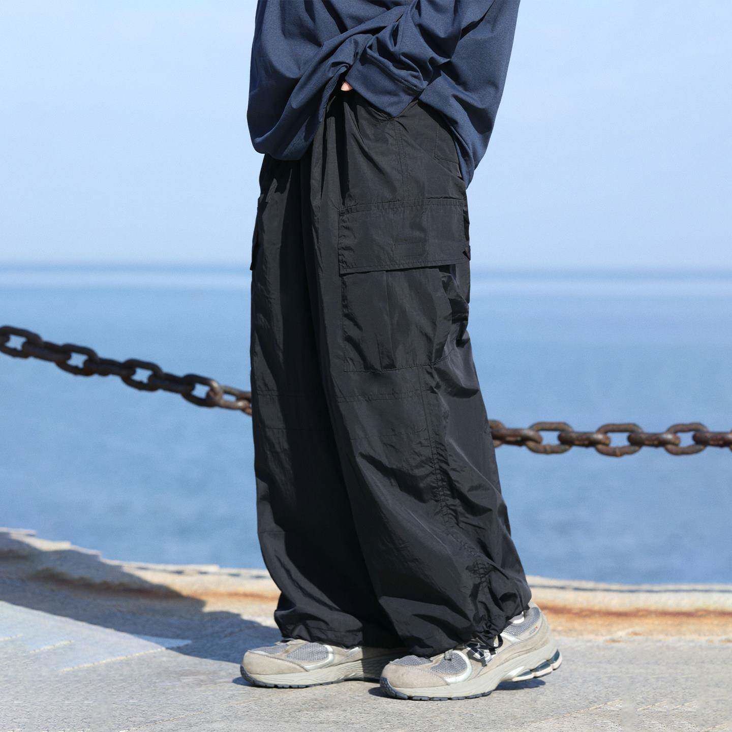 阿于呆日系复古多口袋机能工装束脚裤男宽松阔腿速干休闲长裤女潮