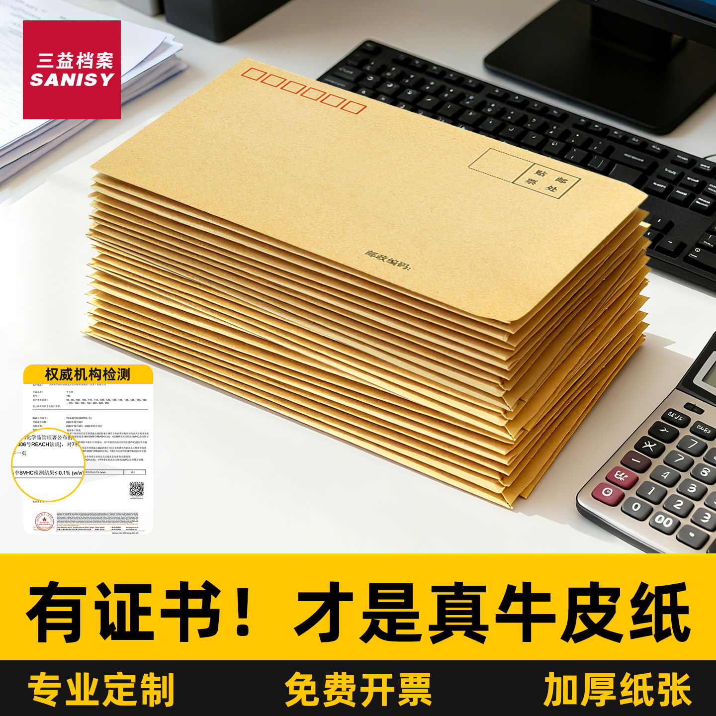 加厚信封信纸A4大小牛皮纸信封空白无字复古黄色可邮寄资料5号增值税发票资料袋5号工资袋可定制定做印logo