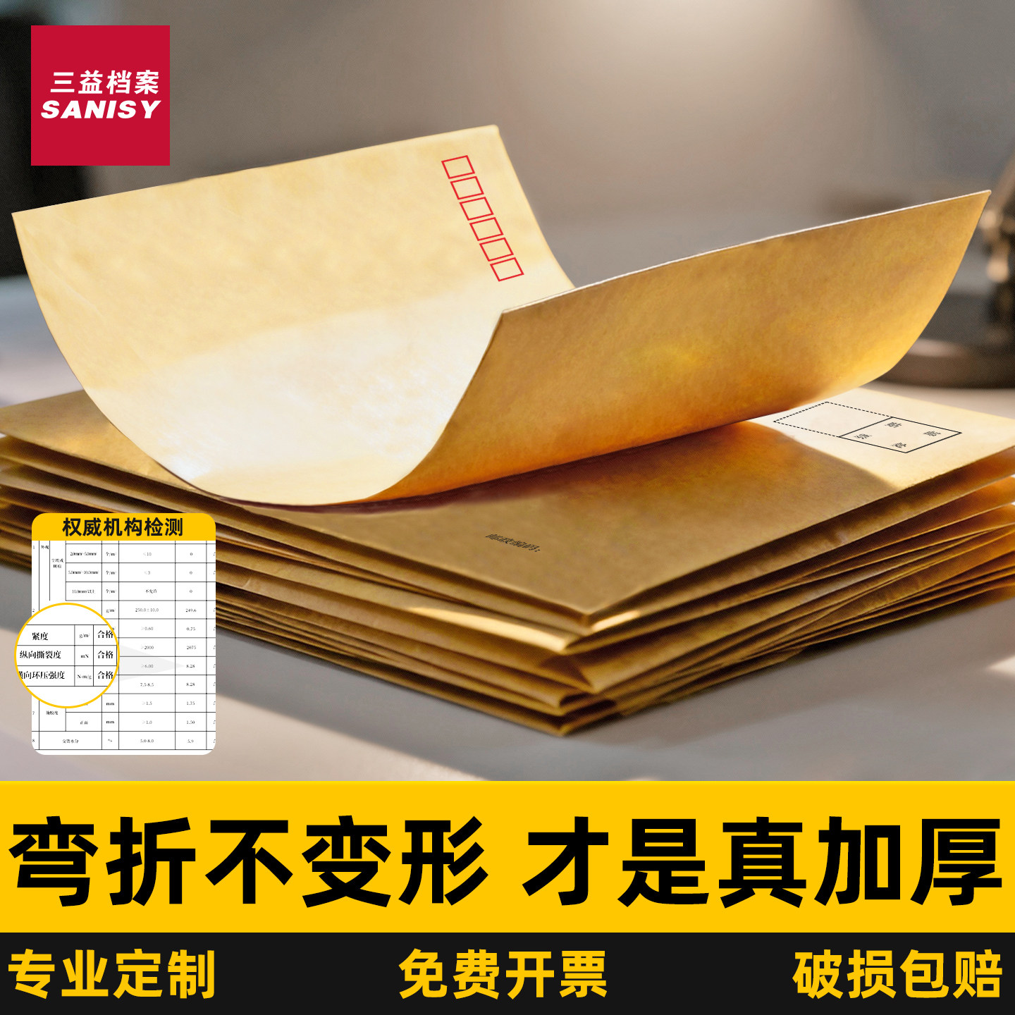200个加厚牛皮纸信封装现金信封袋增票增值税发票袋专用A4大信封票据黄色简约5号工资袋批发可定制印刷logo