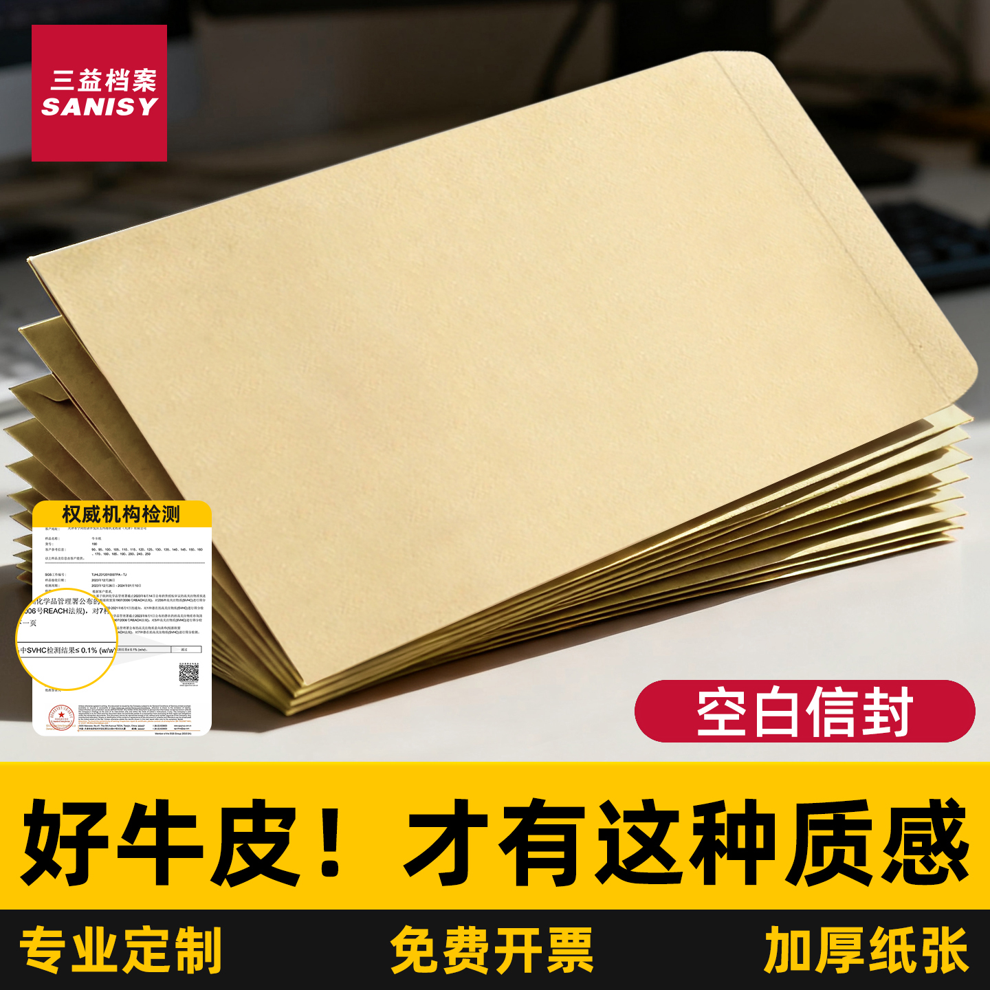 加厚空白牛皮纸信封无字大信封多规格信封袋信纸信封套装3号高级感黄色简约A4信封牛皮纸现金袋可定制印logo
