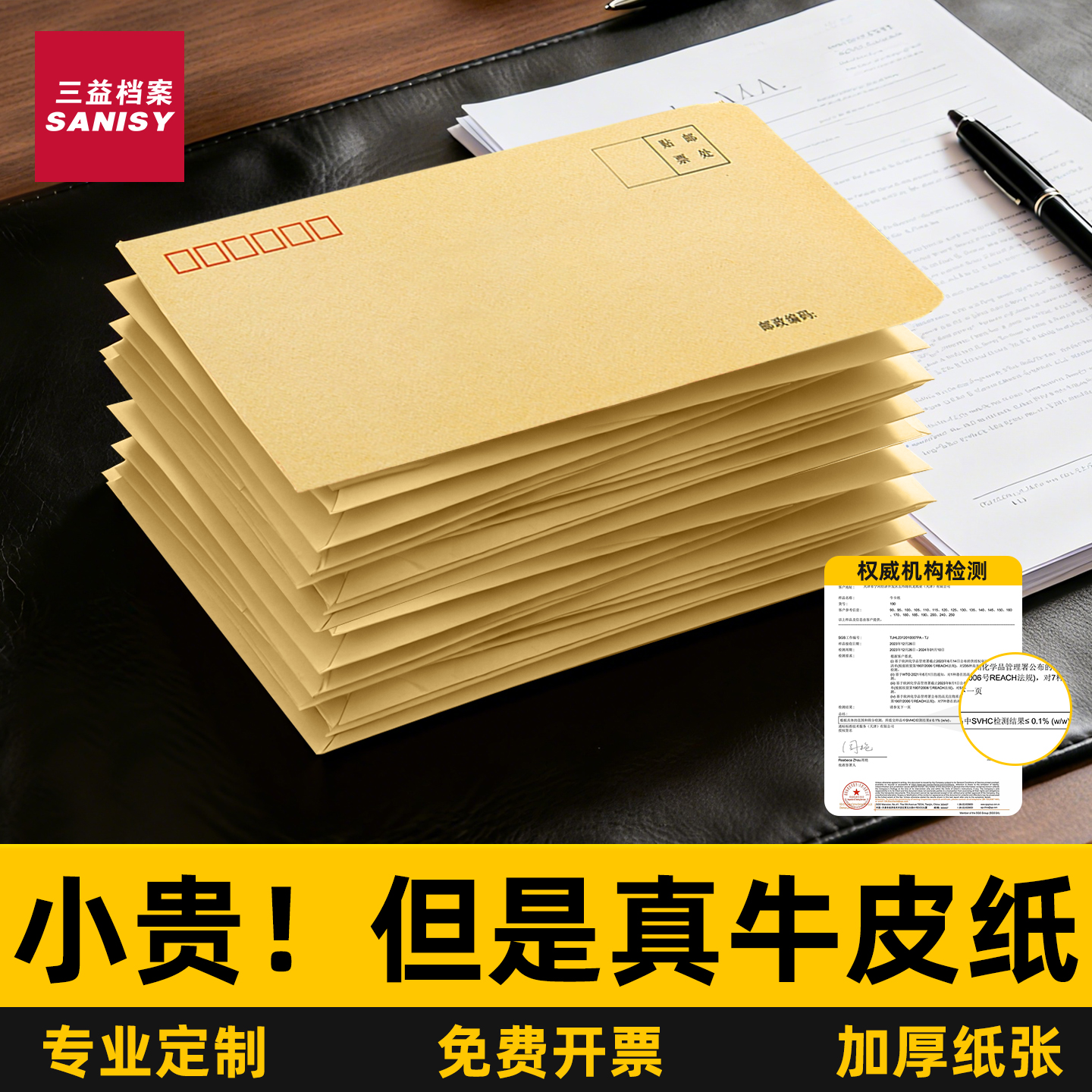 加厚牛皮纸信封信纸A4大小信封空白无字复古黄色可邮寄资料1号增值税发票资料袋5号工资袋可定制定做印logo