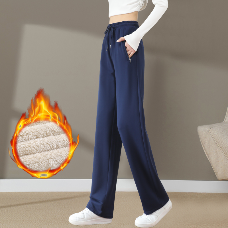 加绒保暖卫裤女羊羔子女冬季