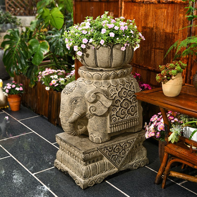 大象摆件门墩抱鼓石m一对户外庭院仿石墩别墅门口招财镇宅落地摆