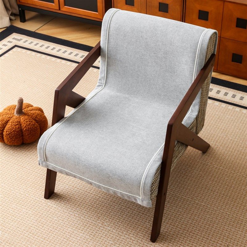 雪尼尔单人沙发i垫四季通用固定防滑实木沙发盖布椅垫高档单个座