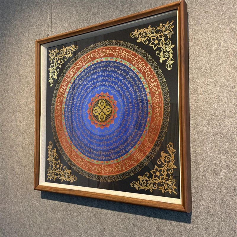 金刚杵坛c城六字真言唐卡西藏手绘diy唐卡挂画填充数字油画布