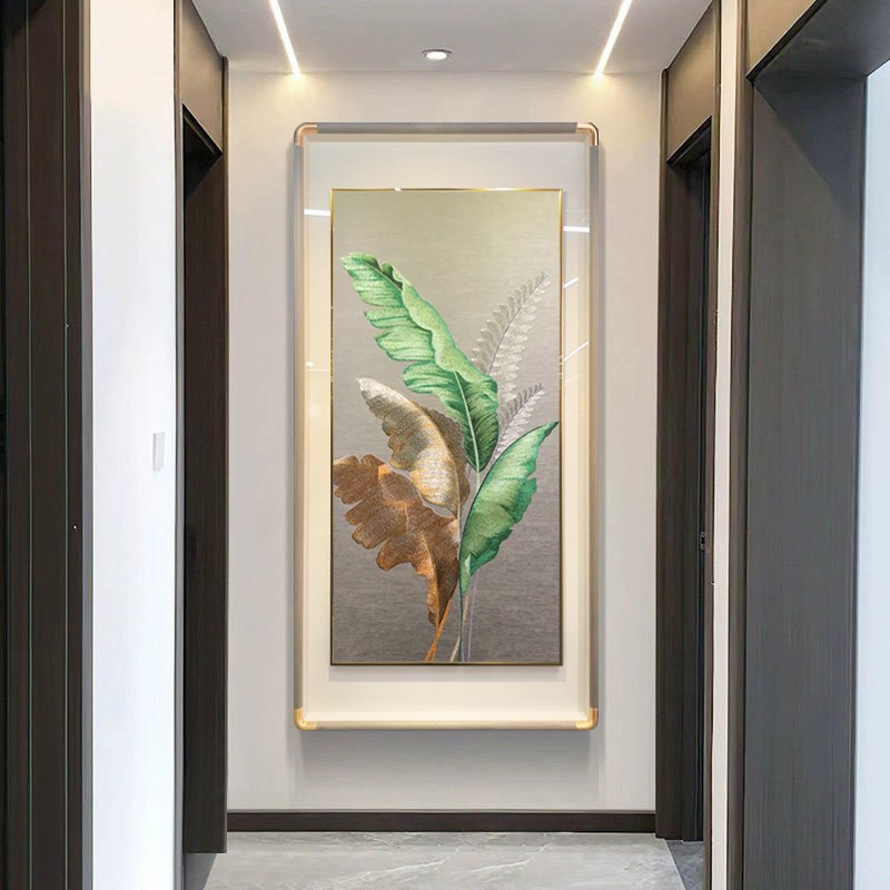家大业大入户玄关装饰画刺绣现代简约客厅背O景墙走廊过道绿植挂图片