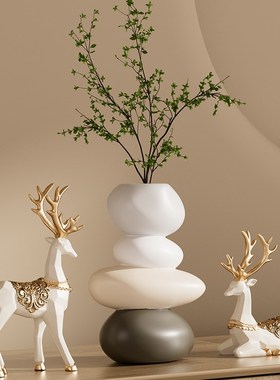 时来运转摆件高级感软装家居w轻奢客厅玄关电视柜装饰花瓶乔迁礼