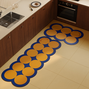 波尔卡舞曲中古风厨房地垫皮革吸水速干防滑可擦免洗耐脏满铺脚垫