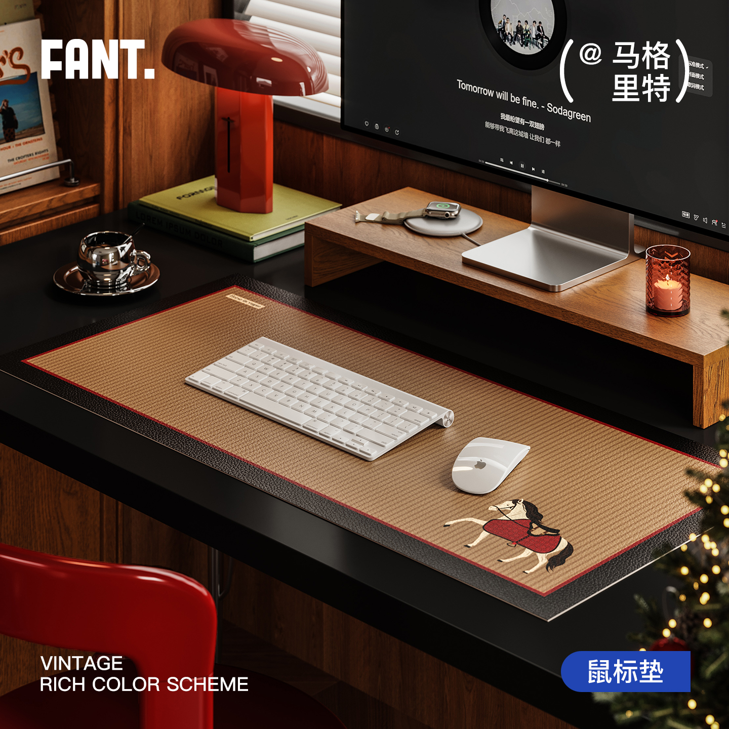 圣诞新年红色超大号鼠标垫