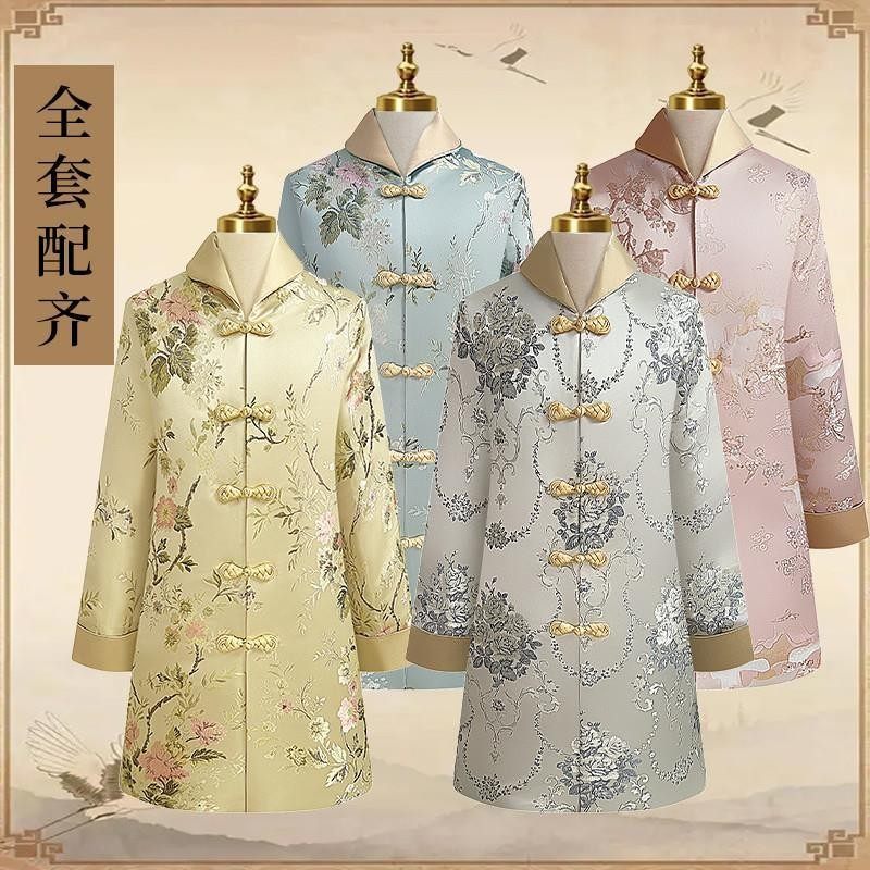 寿衣女士高档真丝全套长款纯棉刺绣寿服年轻寿服送终装老衣服