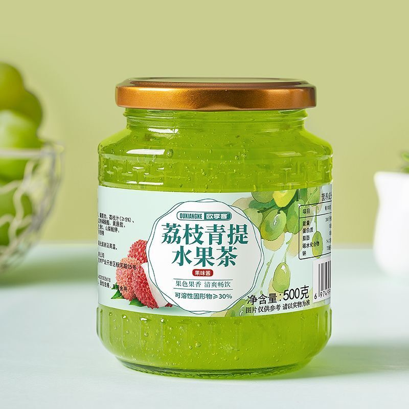 荔枝青提水果茶草莓蜜桃乌龙茶蜂蜜果茶冲泡果酱果饮泡水喝的
