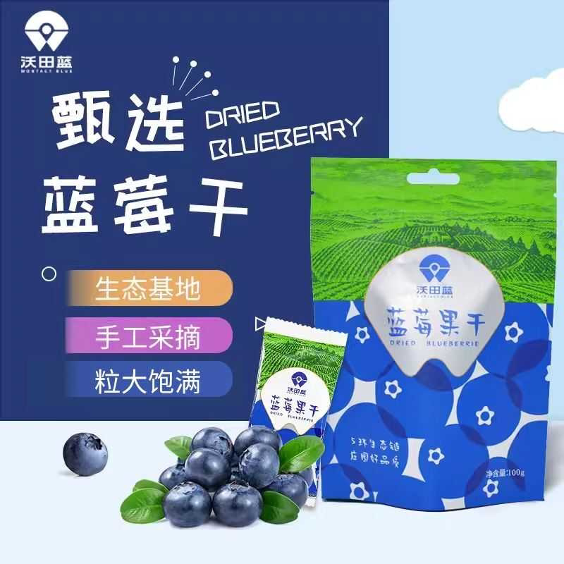 沃田蓝蓝莓果干小包装蜜饯果脯办公室零食小袋装蓝莓干独立小包装