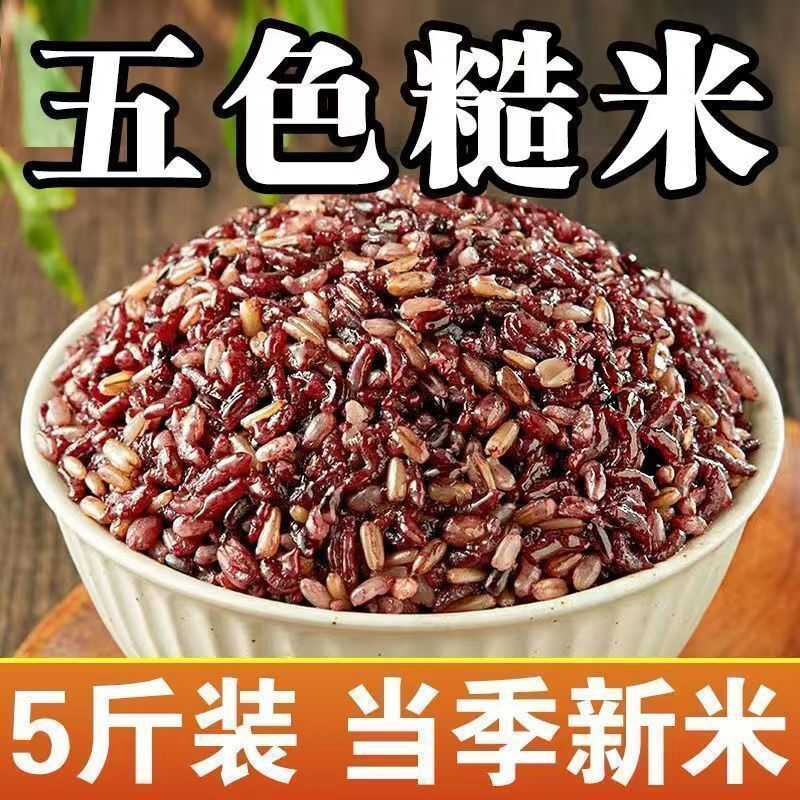 五色糙米当季新米五谷杂粮粥红米黑米糙米饭粗粮主食健身糙米低脂