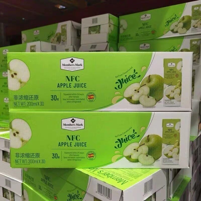 山姆进口苹果汁NFC100%酸甜200ml盒装维C饮料正品代购官方旗舰店