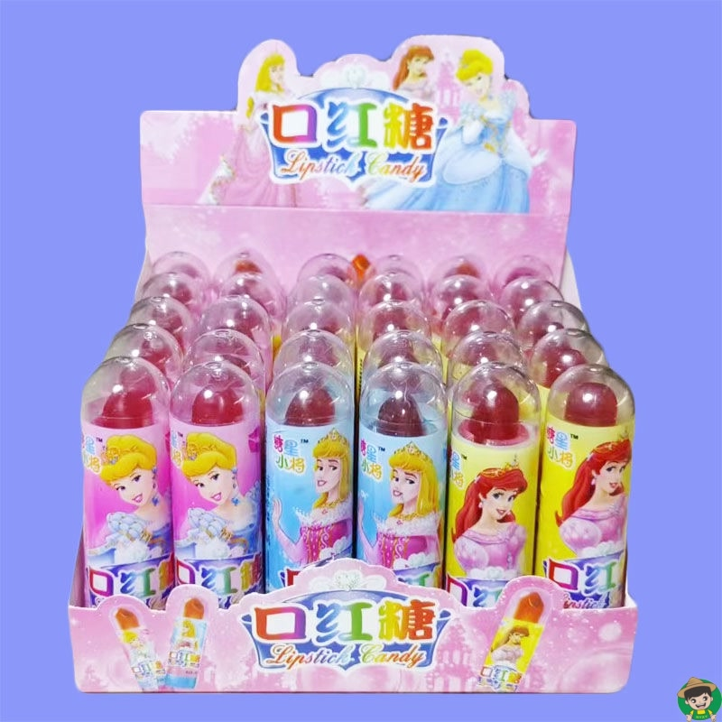 网红零食口红糖可爱儿童水果棒棒糖果批发生日礼物玩具糖唇膏批发