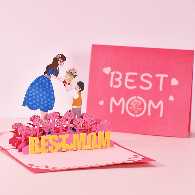 新品3d love u mom greeting card happy mothers day cards母亲