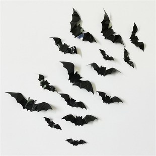 black bat Wall party 16pcs Stickers Halloween