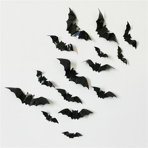 16pcs Halloween 3D black bat Wall Stickers Halloween party