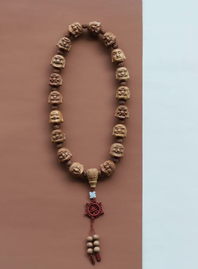 十八罗汉印度老山檀香手持珠檀木男女士念珠手串黑肉雕刻佛珠0848