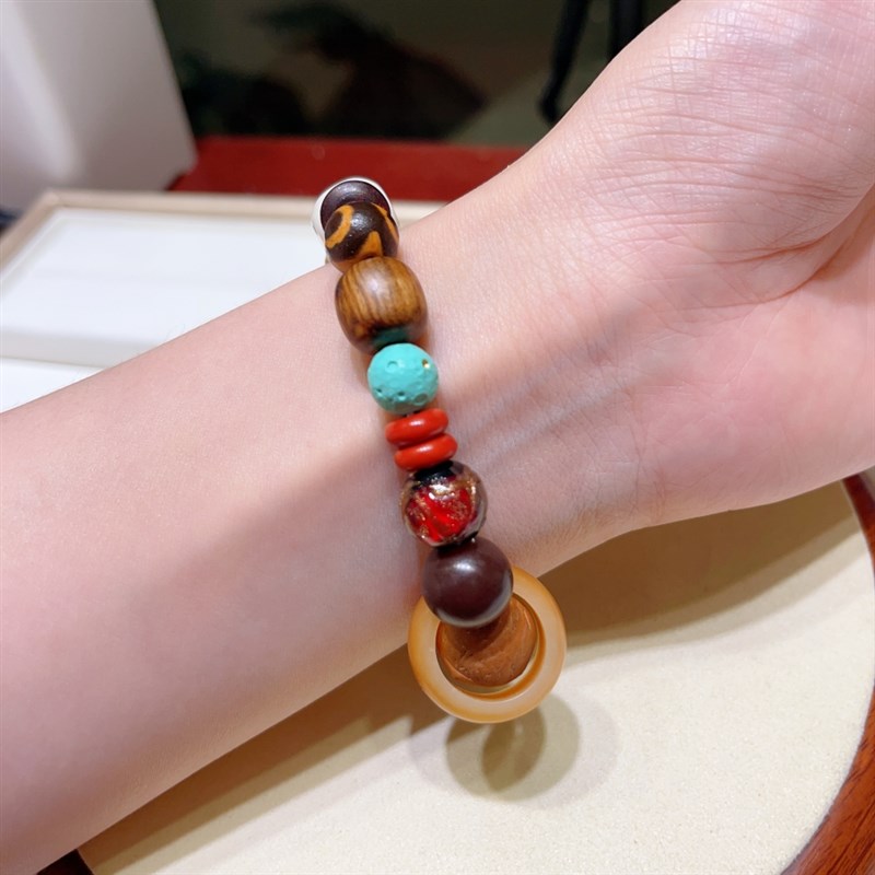 文玩多宝串手串搭配老星月随形牛骨黑檀松石凤眼菩提绿檀紫檀天珠