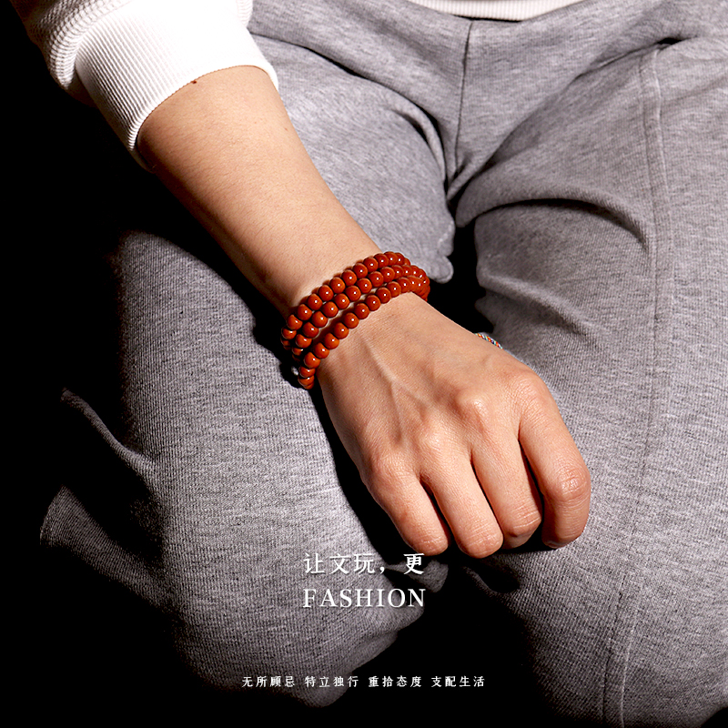 精品橄榄核核尖老型桶珠手串长串素籽素串光珠文玩手链佛珠念珠