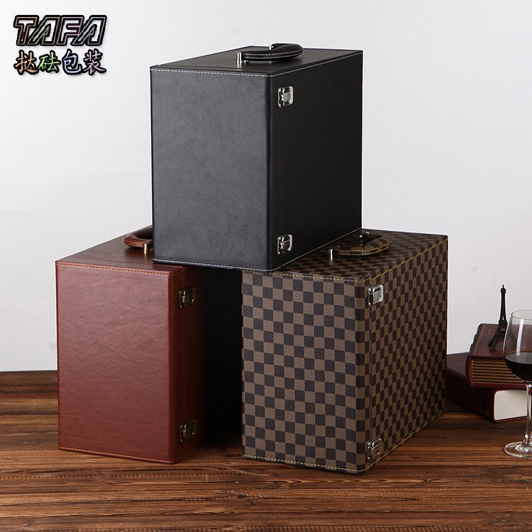 红酒盒皮盒六支保温皮箱红酒礼盒葡萄酒礼品盒包装盒子黑色6只装