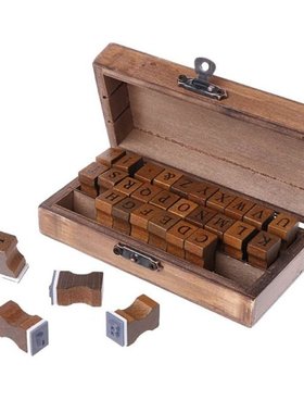 30pcs Retro Alphabet Letter Uppercase Lowercase Wooden Rubbe