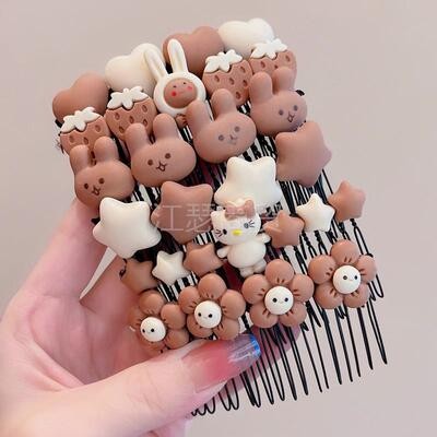 儿童爱心星星插梳碎发神器夏季女童後脑勺发夹头饰宝宝浏海梳发夹