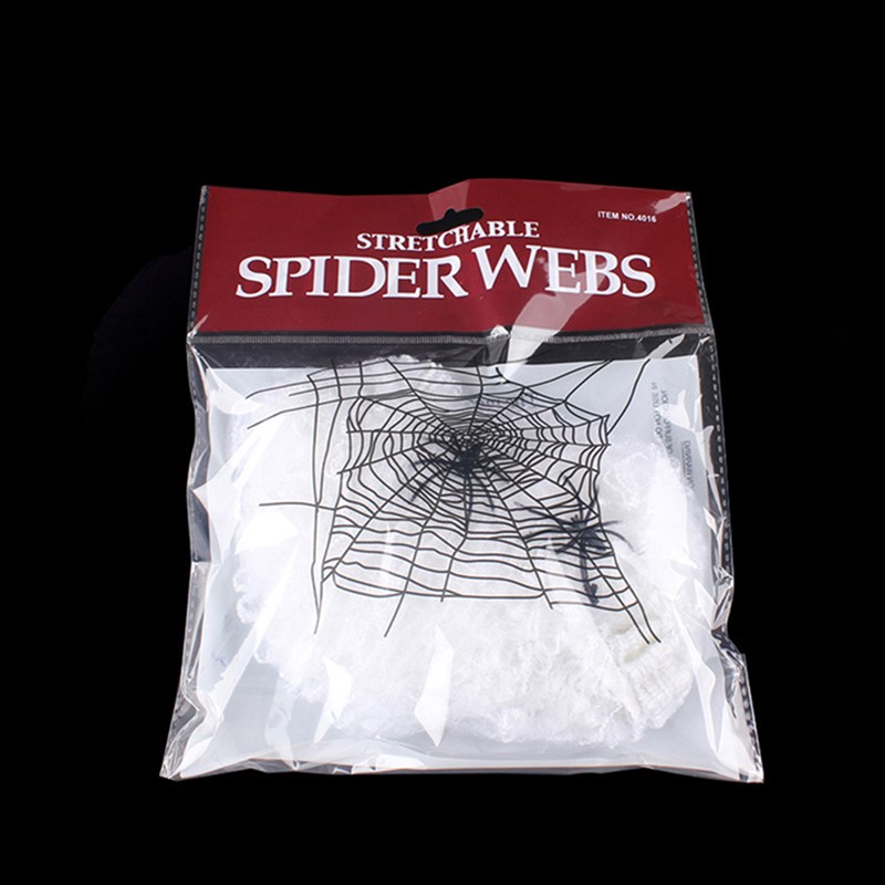 Halloween Scary Party Scene Props White Stretchy Cobweb Spid