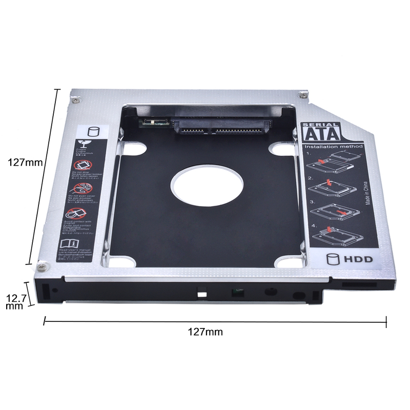 TISHRIC 2ND HDD Caddy 9.5mm/12.7mm Optibay SATA 3.0 HDD Case