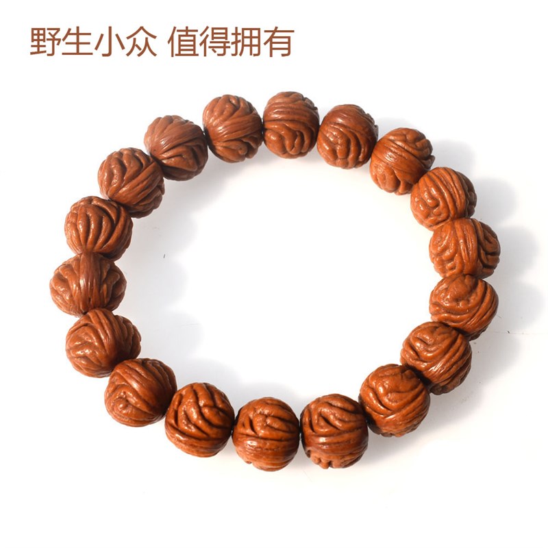 野生山桃核桃胡手串小众品种桃核龙纹隔片男女文玩手把件单圈手链