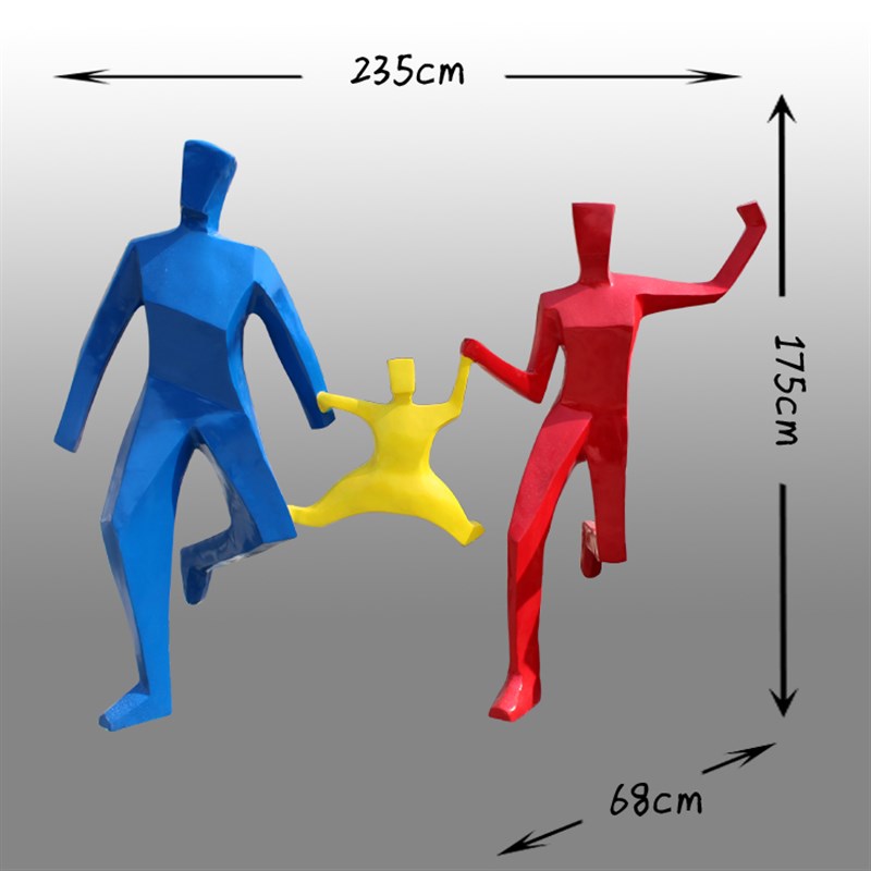 切面人像雕塑遛弯跑步订摆件定制抽象彩绘运动人物雕像定做卡通