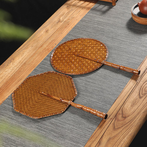 手工大漆竹编扇子罗汉竹柄夏季纳凉蒲扇工艺扇复古中式腰扇青蓖扇