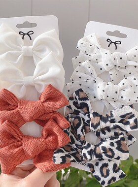 4Pcs/set Leopard Print Hairp Bowknot Hair Clips For Cute Gir