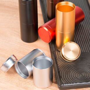 钛合金双节茶叶罐茶盒茶罐金属迷你可携式旅行不锈钢密封茶叶包装