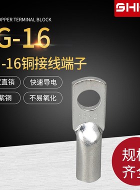 线耳铜接线端子 接线鼻 冷压端子 线鼻子 铜鼻 JG16-8 16mm2