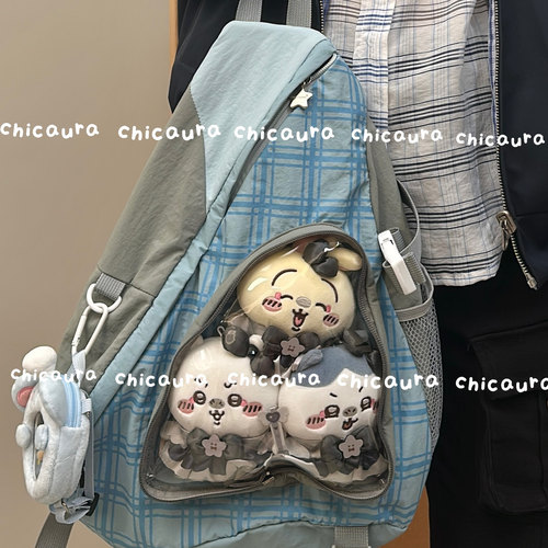 chicaura气哭啦古早弓箭包灰蓝色斜挎背包书包可爱娃包痛包二次元