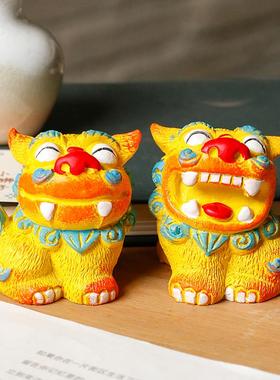 狮三百|喜上眉梢 石敢当办公桌装饰国潮小狮子摆件乔迁新居礼物