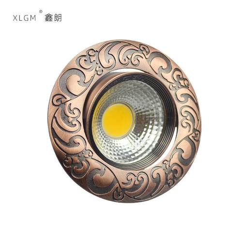 新中式天花灯红古铜仿古射灯青古铜复古典3W5W7WCOB筒灯LED牛眼灯