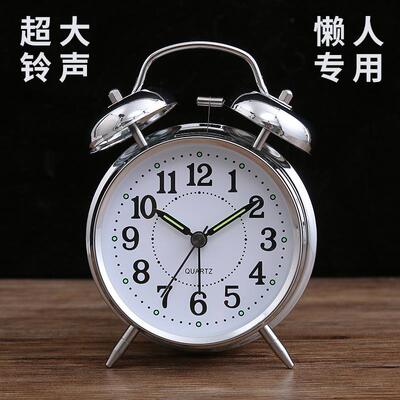 变态大音量闹钟机械打铃强力叫醒学生上学专用床头静音金属马蹄表