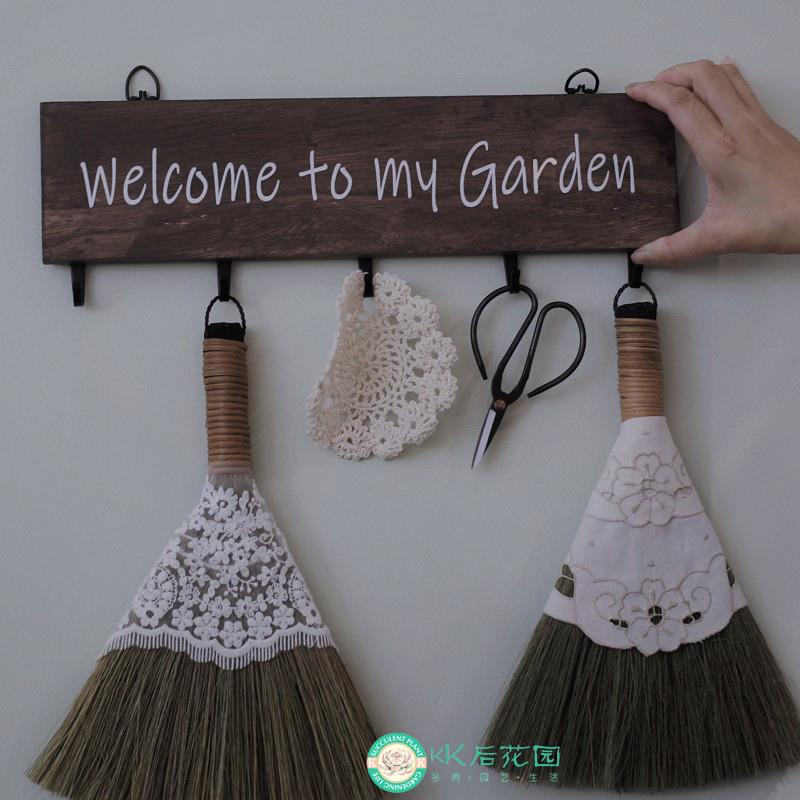 INS创意木质挂钩欢迎壁挂墙壁门杂货钩子挂牌壁饰花园置物架 独家