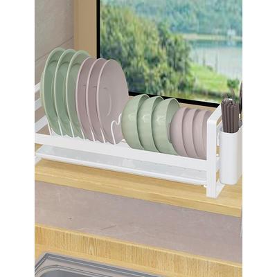 不锈钢碗碟碗盘沥水收纳窗台厨房置物架窄款小型碗柜内置放碗架子