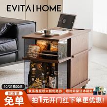轻奢可移动茶几边几客厅沙发边柜收纳储物小推车网红实木茶水柜台