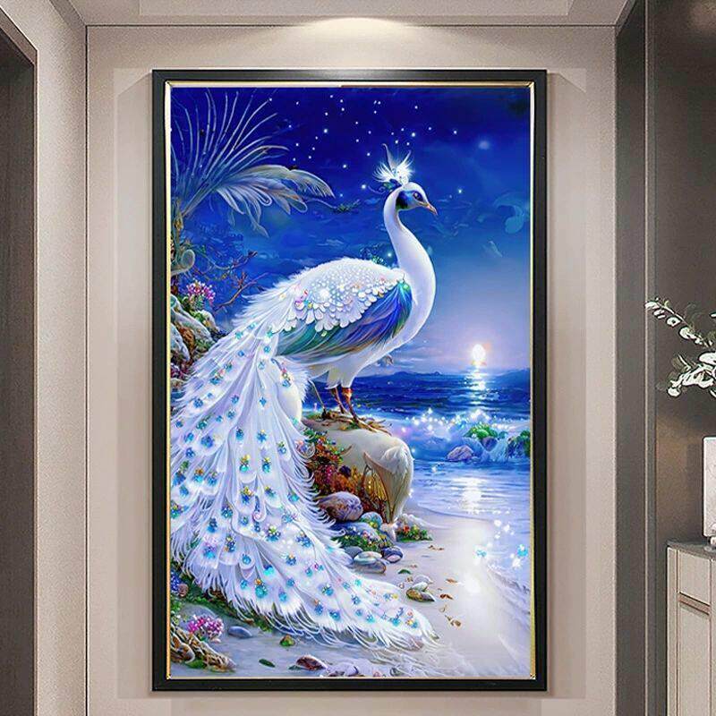 雀之灵十字绣孔雀新款2023客厅线绣手工玄关满绣自己绣简约现代款