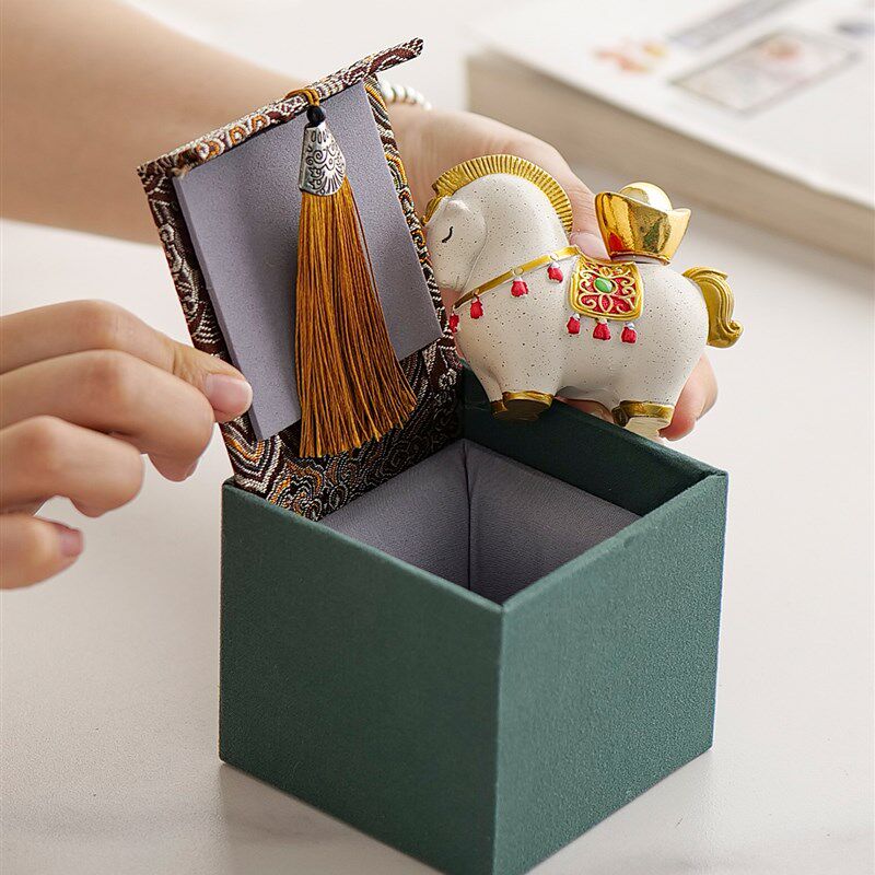 精选国潮马上有钱创意茶宠摆件可旋转办公室桌面茶桌装饰品高级感