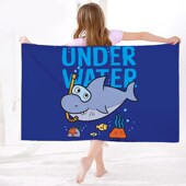 可爱卡通儿童游泳浴袍速干便携海边沙滩巾男童女童带扣吸水浴巾