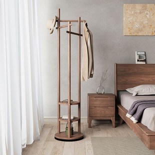 精选实木旋转衣帽架落地挂衣架卧室家用旋转展示架白色晾衣架