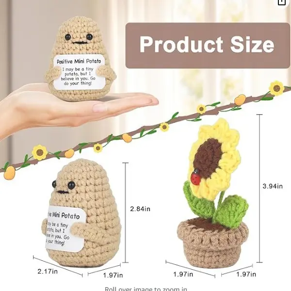 热销positive土豆毛线钩织成品向日葵礼盒套装摆件