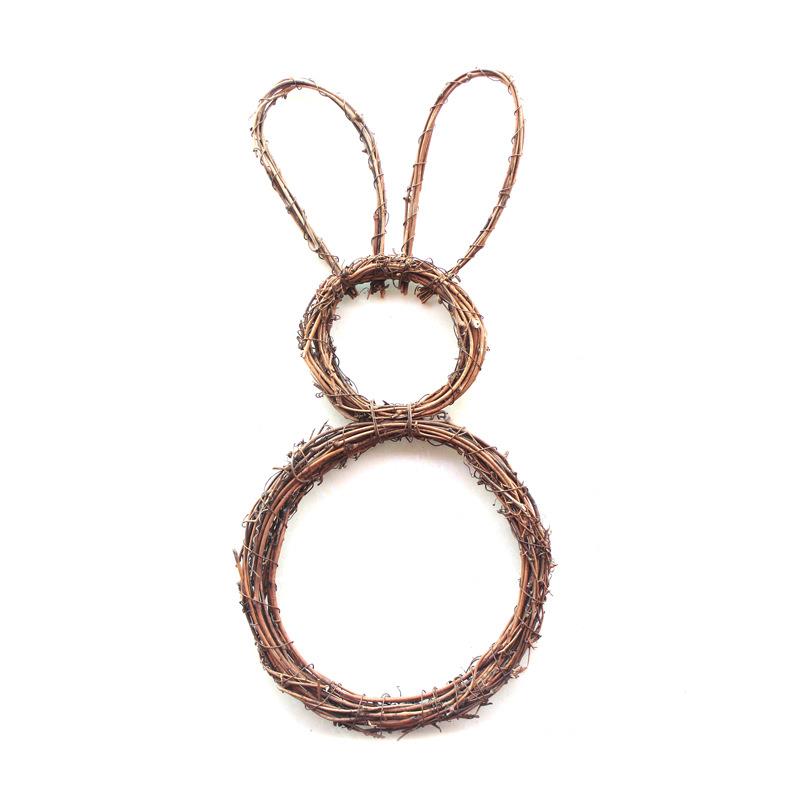 复活节diy材料包门挂草编兔子花艺花环复活节兔子尾巴节日装饰品