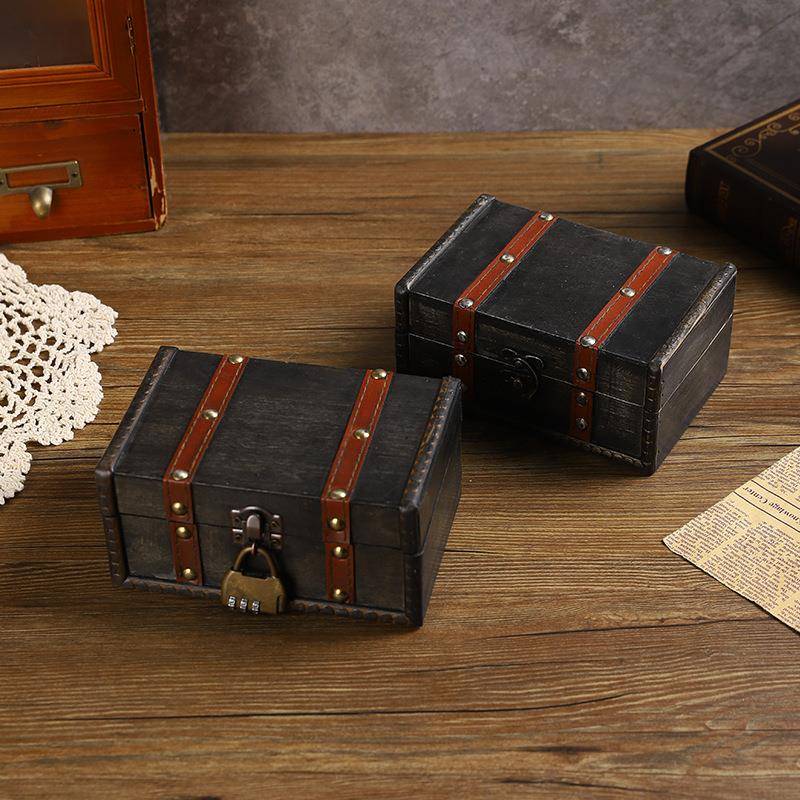 复古木质收纳盒手表皮带礼品包装盒影视拍摄道具盒店铺橱窗装饰盒